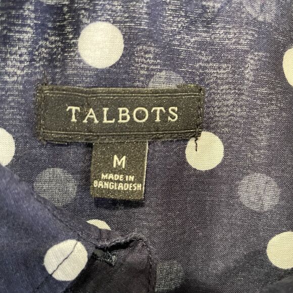 TALBOTS Women’s Polka Dot Navy Blouse Size M - Picture 10 of 12
